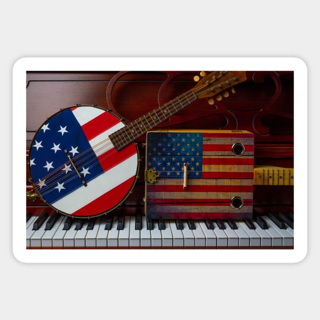 Two American Flag Instruments Sticker by photogarry